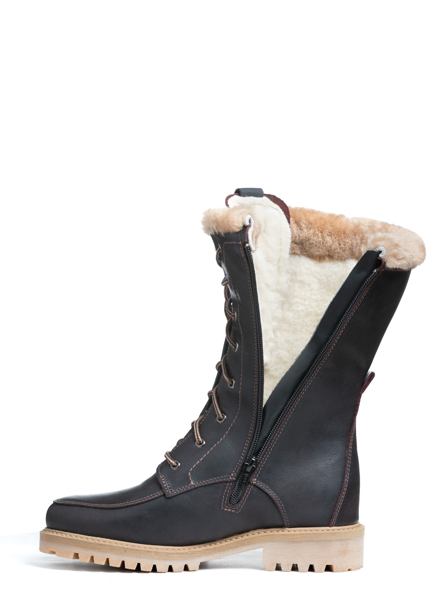 V Italia 1072 Alps Women's Shearling Boots - Distressed Leather With Wool Lining, Handmade In Europe